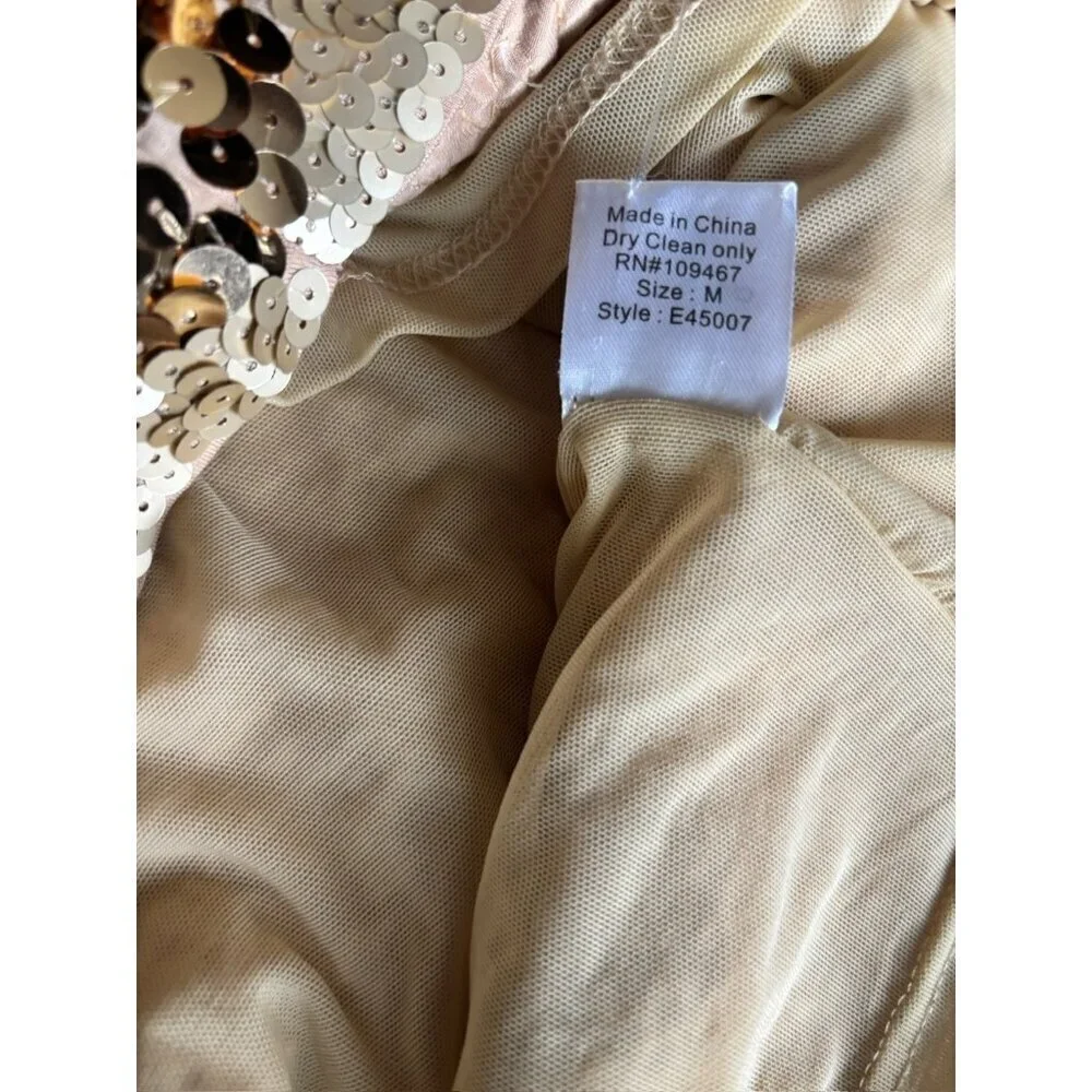 Belle G Jolene Gold Sequin Short V Neck Golden Dress - Picture 8 of 8